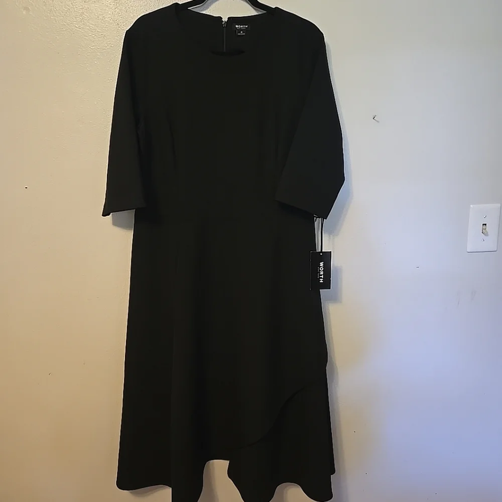 WORTH A-Line Midi Dress Black 16 NWT - Picture 1 of 7